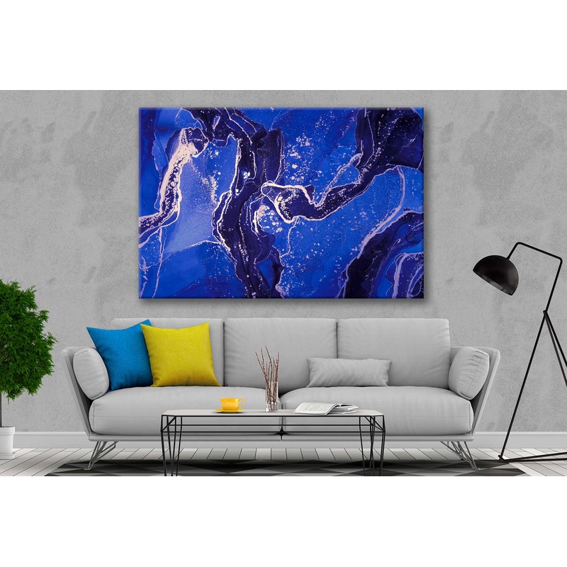 Bella Home Black Purple Blue & Gold Abstract Print Canvas Ready to hang