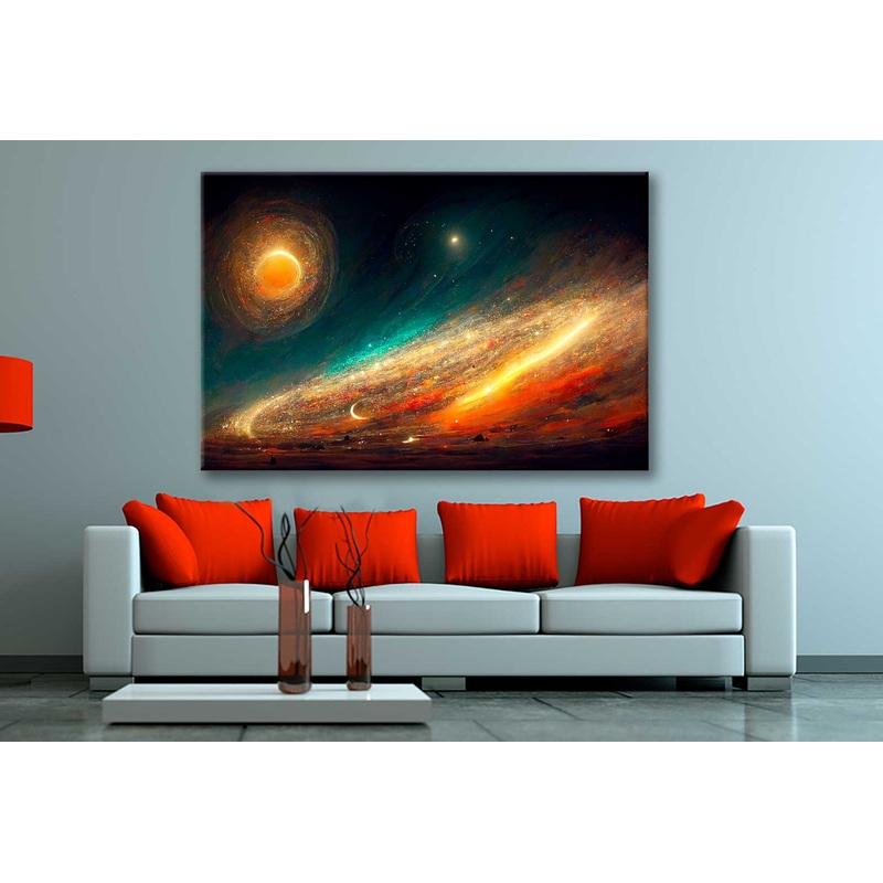 Bella Home Galaxy Sky Watercolor Painting Print Canvas Ready to hang
