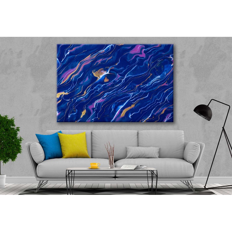 Bella Home Navy Blue & Purple Abstract Art Print Canvas Ready to hang