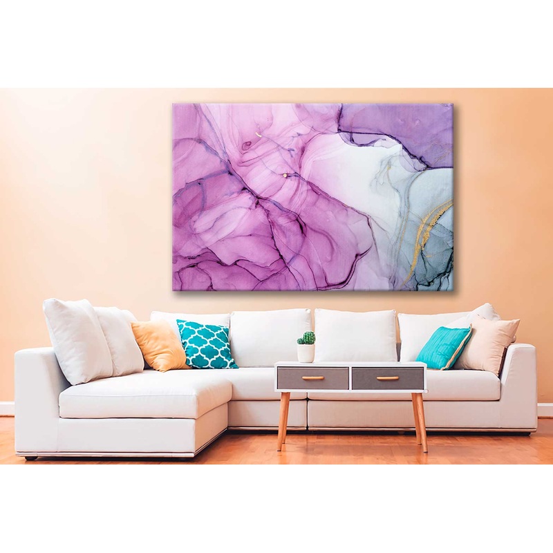 Bella Home Pink Purple & Grey Abstract Art Print Canvas Ready to hang