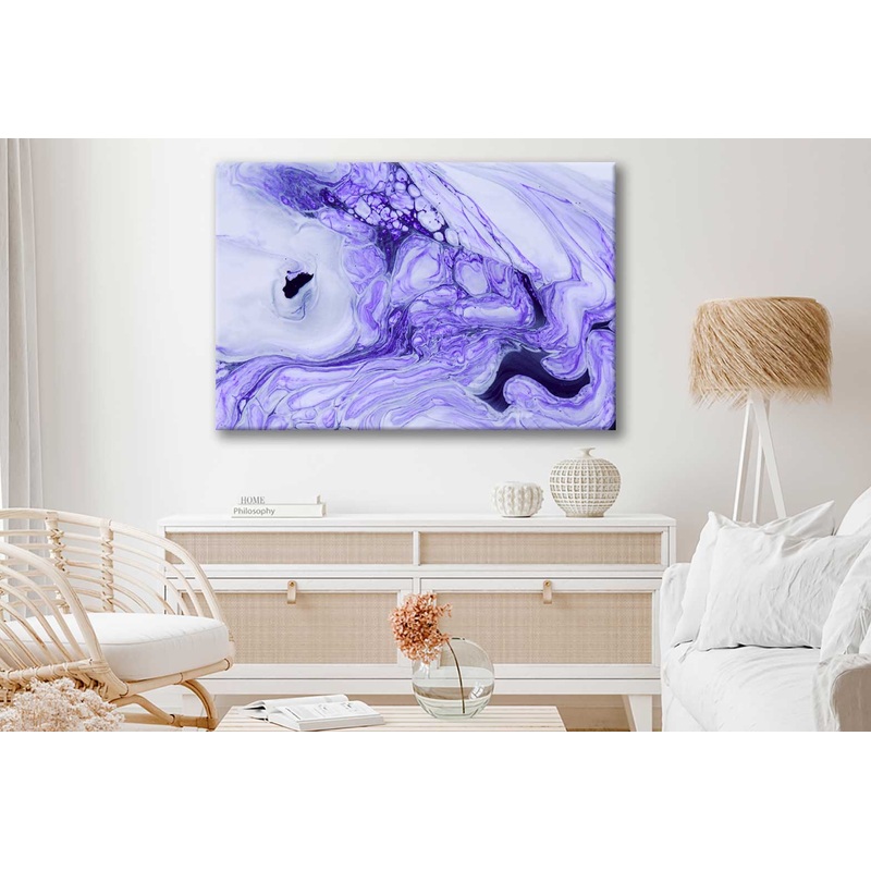 Bella Home White Purple Fluid Abstract Art Print Canvas Ready to hang