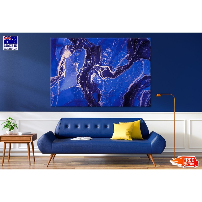 Black Purple Blue & Gold Abstract Design Print 100% Australian Made