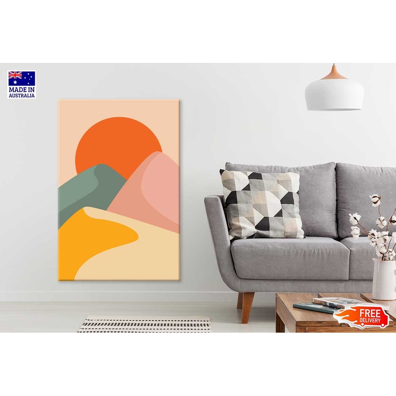 Colorful Mountain & Sun Vector Design Print 100% Australian Made