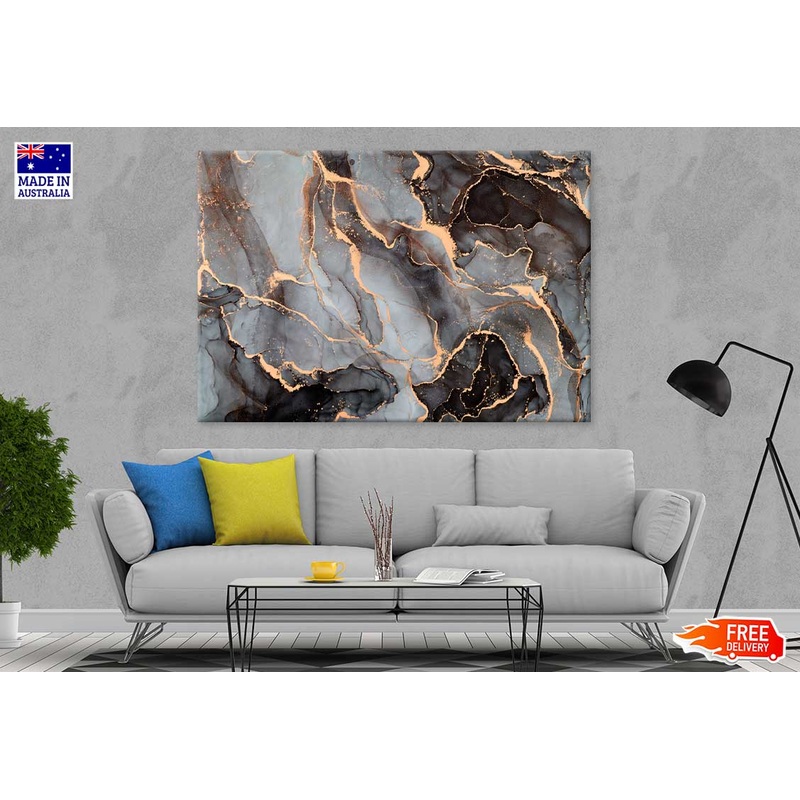 Dark Brown & Grey Abstract Design Print 100% Australian Made