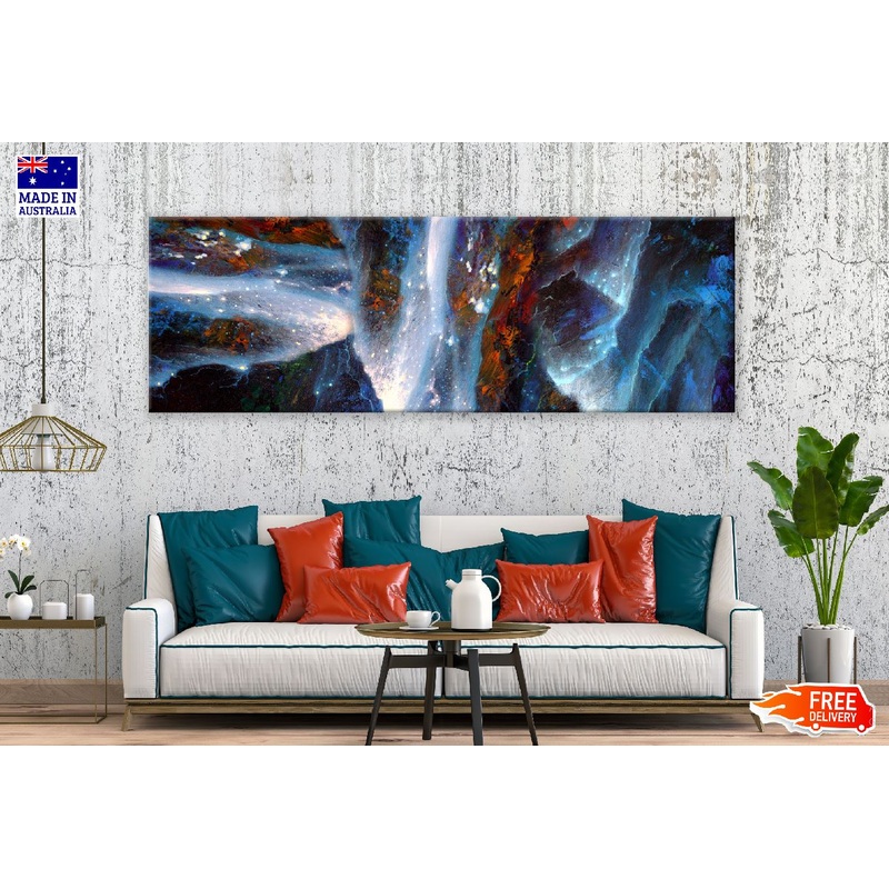 Panoramic Canvas Hand Drawn Abstract Painting High Quality 100% Australian Made Wall Canvas Print Ready to Hang