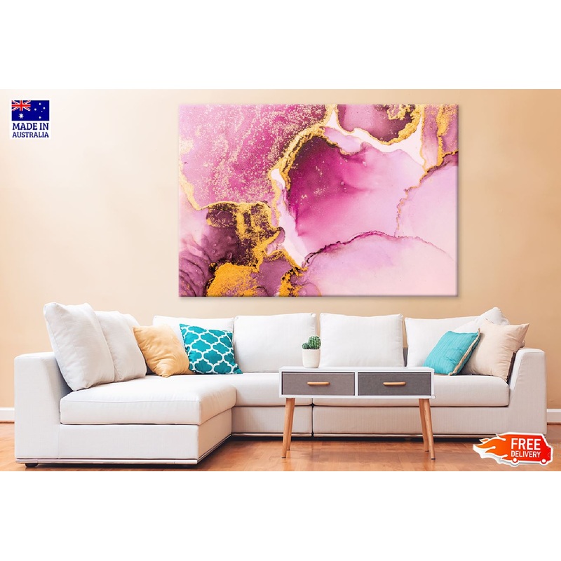 Pink Gold Liquid Ink Abstract Design Print 100% Australian Made