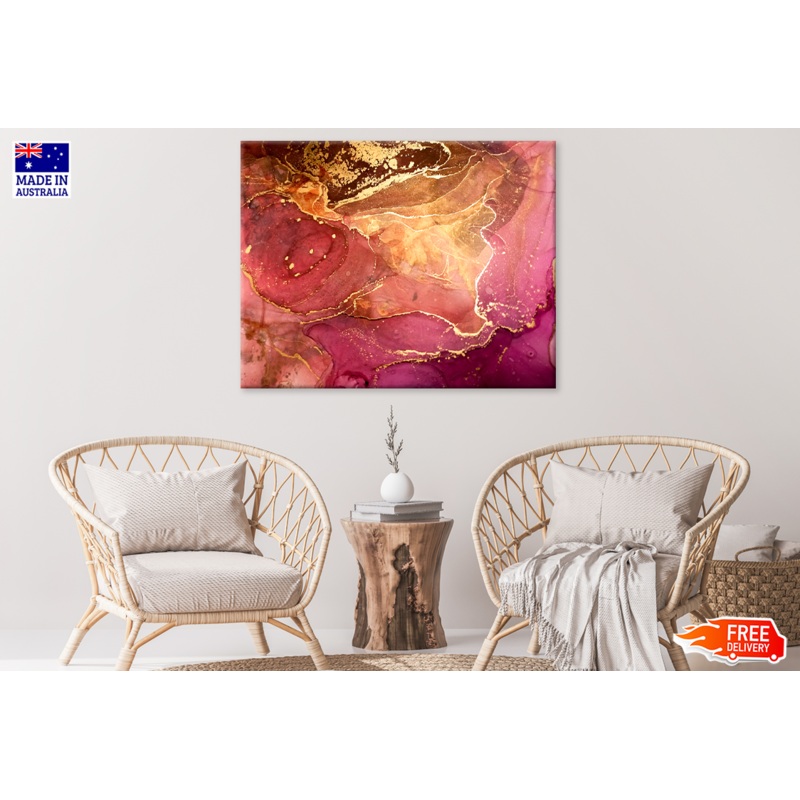 Pink Red & Gold Abstract Design Print 100% Australian Made