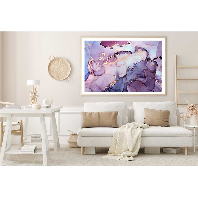 Purple Blue Pink & Gold Abstract Fluid Art  Home Decor Premium Quality Poster Print Choose Your Sizes