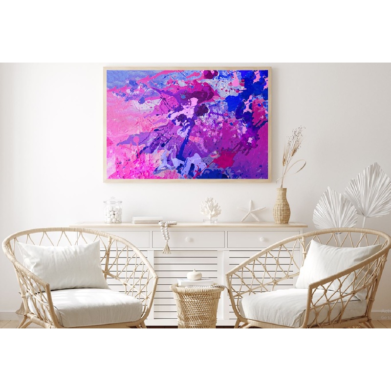 Purple Pink & Blue Paint Abstract Design Home Decor Premium Quality Poster Print Choose Your Sizes