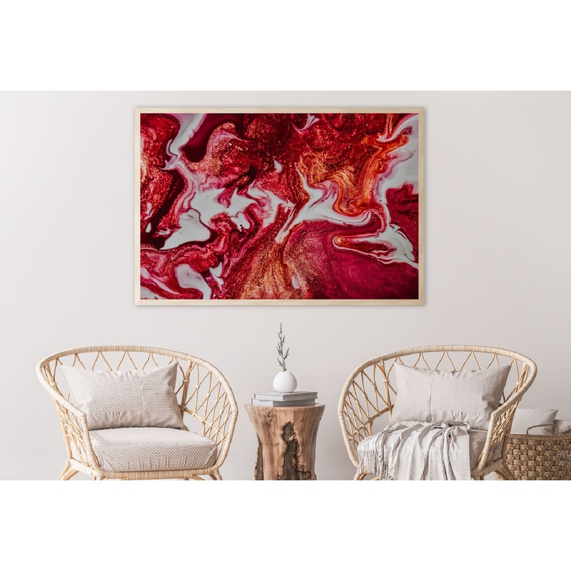 Red Acrylic Abstract Painting Home Decor Premium Quality Poster Print Choose Your Sizes