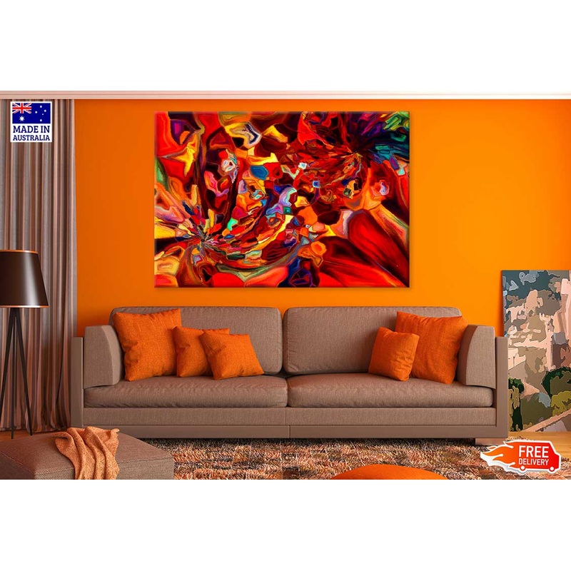 Red Orange Liquid Abstract Design Print 100% Australian Made