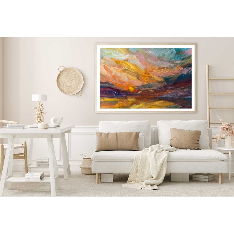 Sunset Sky Abstract Oil Painting Home Decor Premium Quality Poster Print Choose Your Sizes