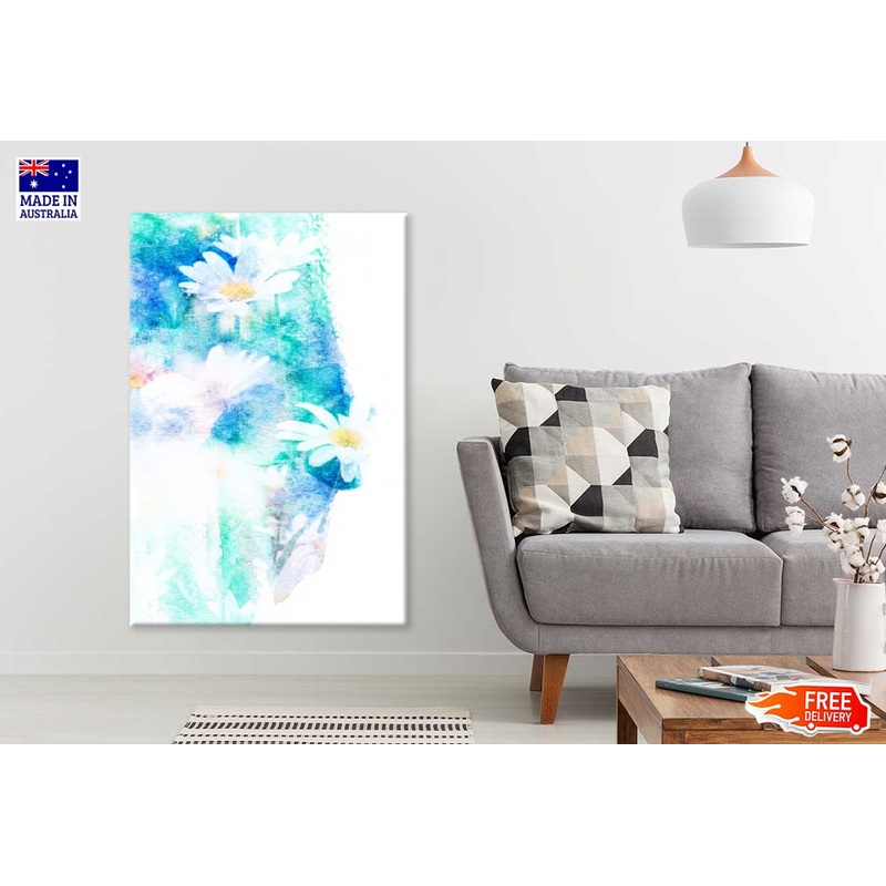 White Daisy Abstract Painting Art Print 100% Australian Made