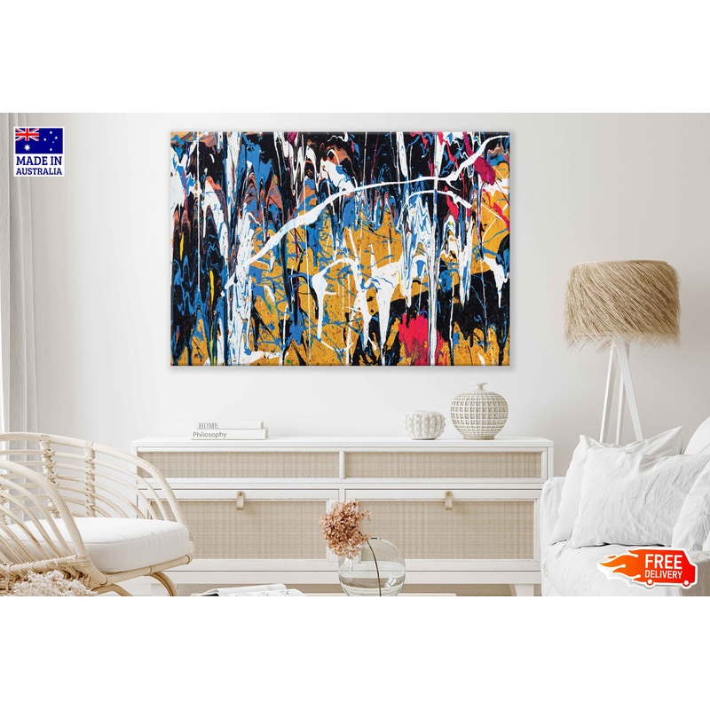 White Orange & Blue Painting Art Print 100% Australian Made